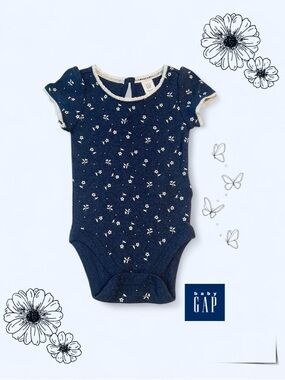 GAP Navy Floral Short-Sleeve One-Piece Bodysuit